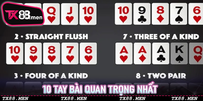10 Tay Bài Quan Trọng Nhất Trong Thứ Tự Poker TX88 – Kho Bạc Của Mọi Người Chơi
